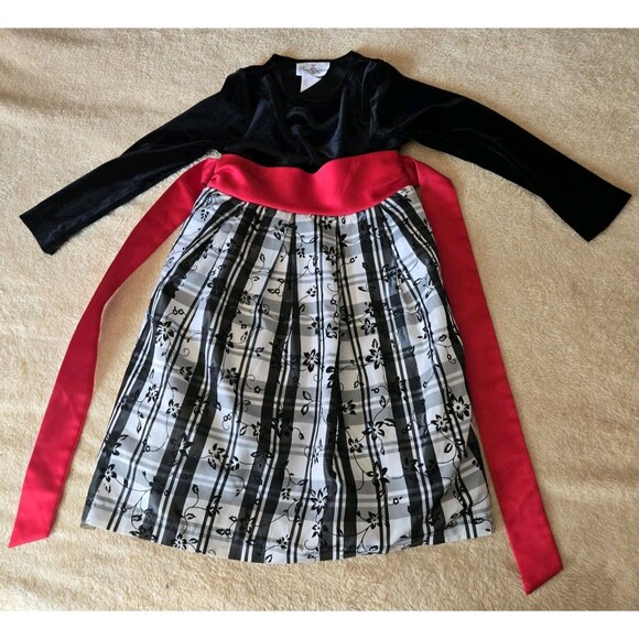 Rare Editions Dress Girls Size 6 Plaid With Black Velvet & Red Silk Bow Holiday - Picture 5 of 10